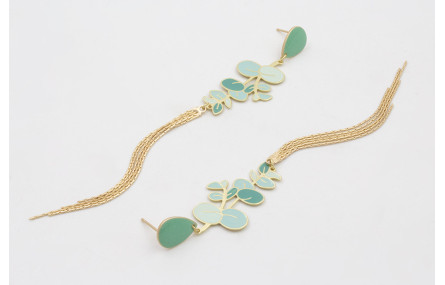 Pendientes perno gota esmaltado turquesa con colga