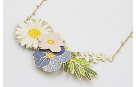 Collar cadena chapitas dorad mate con piezas esmal