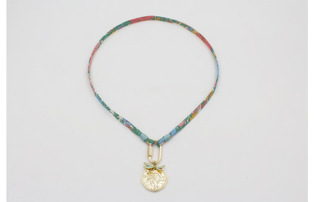 Collar acero inoxidable de lazo liberty flores azu