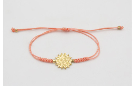 Pulsera  ORO18k-3 micras hilo salmón con nudo serp