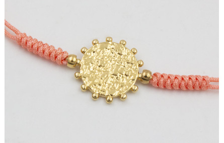 Pulsera  ORO18k-3 micras hilo salmón con nudo serp