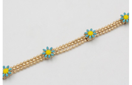 Pulsera cadena facetadas triple dorado mate con ma