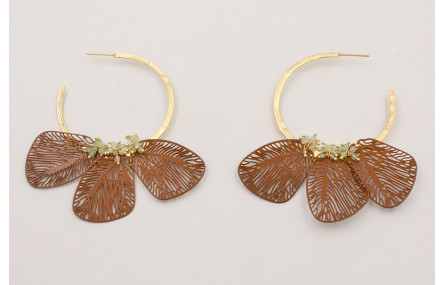 Pendientes aro plano dorado mate con alas redondea