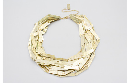 Collar listón de lentejuela plata y oro 12 vueltas