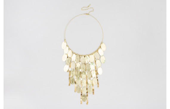 Collar rigido con lentejuelas ovaladas plata y oro