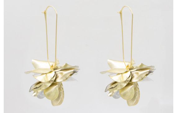 Pendientes eslabón dorado mate con burruño de lent