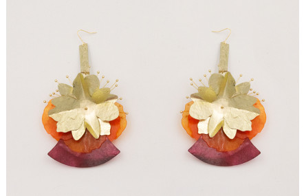 Pendientes lentejuelas dorada,naranja y morada con