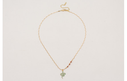 Collar cadena zig-zag dorada mate con colgante ser