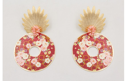 Pendientes hoja concava dorada mate con burruño co