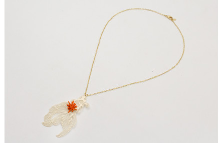 Collar cadena eslabón pequeño dorado mate con colg