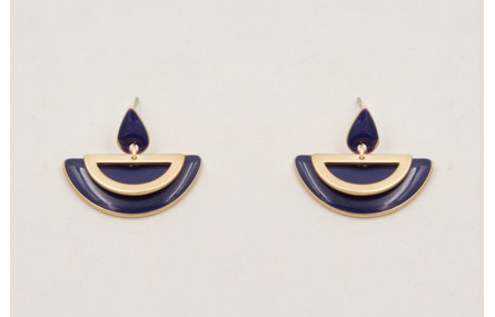 Pendientes gota mini esmaltada azul marino con sem