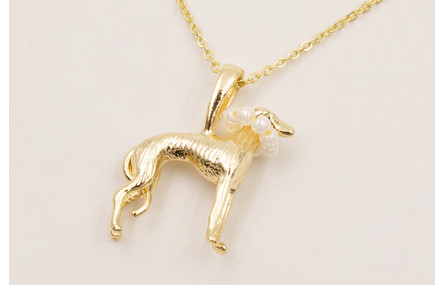 Solitario cadena eslabón pequeño dorado con perro 