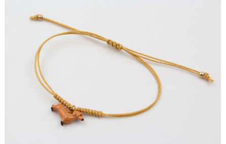 Pulsera nudo serpiente hilo dorado con perro SALCH