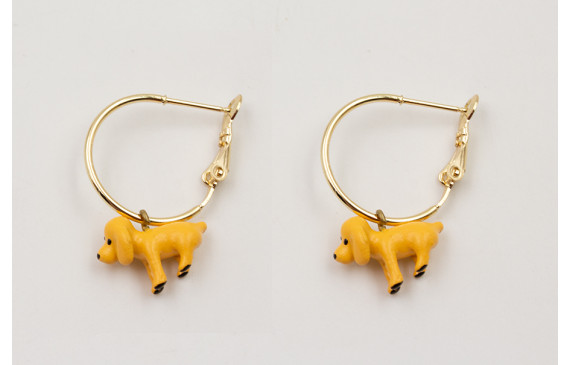 Pendientes aro cierre ACERO INOXIDABLE  con perro 