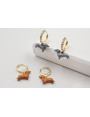Pendientes perno cristales con perro SALCHICHA pin