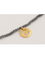 Pulsera semipreciosas grises con colgante inicial 