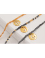 Pulsera semipreciosas grises con colgante inicial 