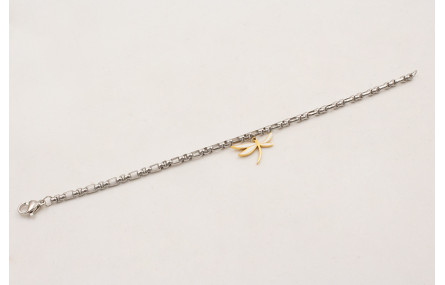 Pulsera cadena ACERO plateada eslabon tubular con 