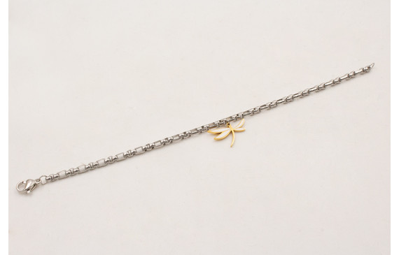 Pulsera cadena ACERO plateada eslabon tubular con 