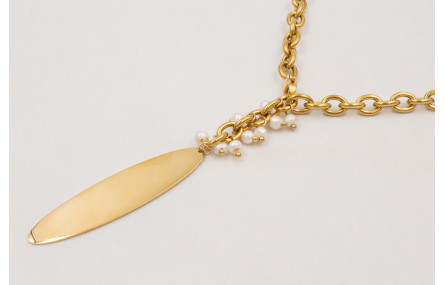 Collar ACERO cadena dorada eslabones redondos con 