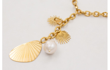 Collar ACERO cadena dorada eslabones redondos con 