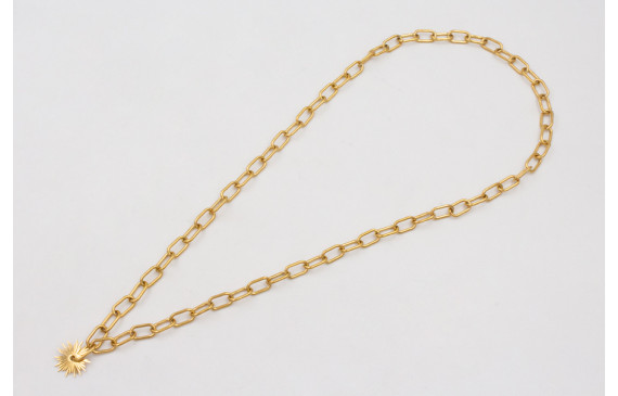 Collar ACERO cadena dorada eslabones y estrella