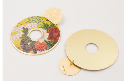 Pendientes perno semi disco satinado dorado mate c