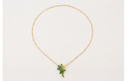 Collar cadena eslabones intercalados dorado mate c