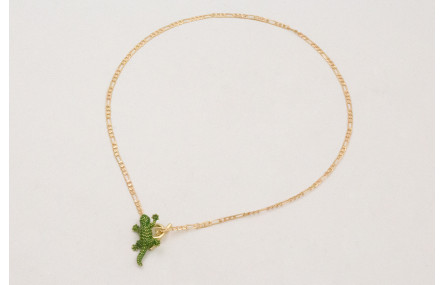 Collar cadena eslabones intercalados dorado mate c