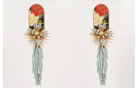 Pendientes pieza flores rosas,blancas,negras con f