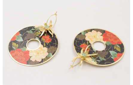 Pendientes aro pequeño dorado mate con colgante di