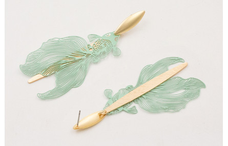 Pendientes ovalo concavo dorado mate con colgante 