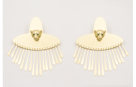 Pendientes perno semi ovalado dentado con colgante