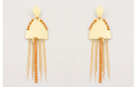 Pendientes triangulo dentado con colgante semi ova