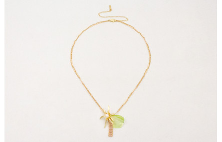 Collar cadena eslabón alargado con colgante hoja m