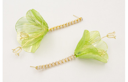 Pendientes cadena strass cristal opal con campanil