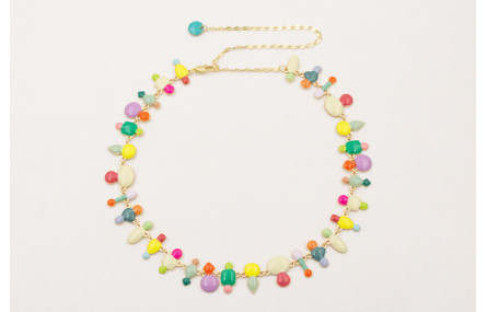Collar esmaltitos de colores con cadena eslavón ov