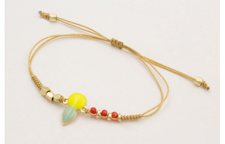 Pulsera hilo metalico dorado nudo serpiente con es