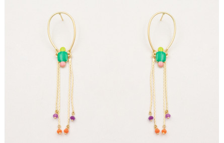 Pendientes perno herradura con flecos colgando rem