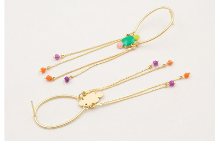 Pendientes perno herradura con flecos colgando rem