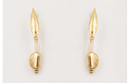 Pendientes ACERO INOX. Perno gota  con pepita tran