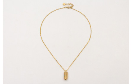 Solitario ACERO INOX. Cadena eslabón gota zigzag c