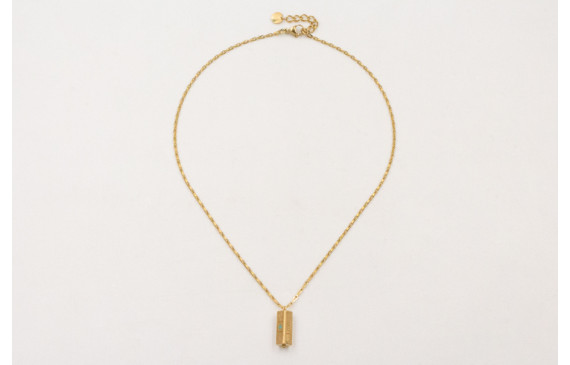 Solitario ACERO INOX. Cadena eslabón gota zigzag c