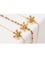 Pulsera ORO 18K. Cadena eslabón pequeño con flor y