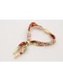 Pulsera lazo estampado bies flores beige y rojas c