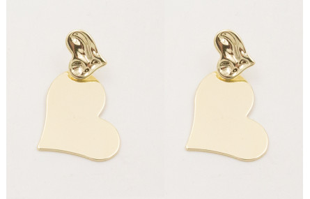 Pendientes perno corazón con colgante corazón todo