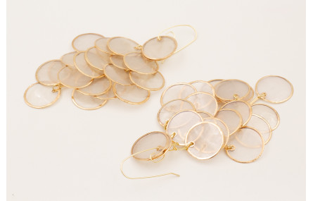 Pendientes cascada con gancho dorado y discos naca