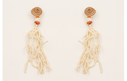 Pendientes perno caracola redonda con flecos rama 