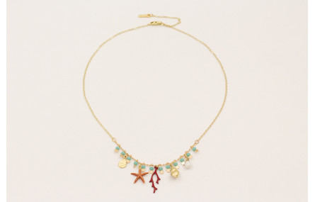 Collar cadena eslabón pequeño dorada mate con cent