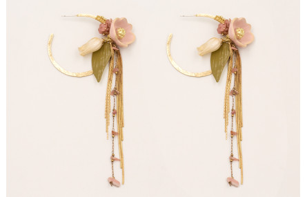 Pendientes aro labrado dorado mate con burruño chi